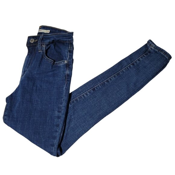Levis 711 Skinny Jeans Womens Size 24 Mid Rise Dark Wash Denim Pants - Picture 1 of 5